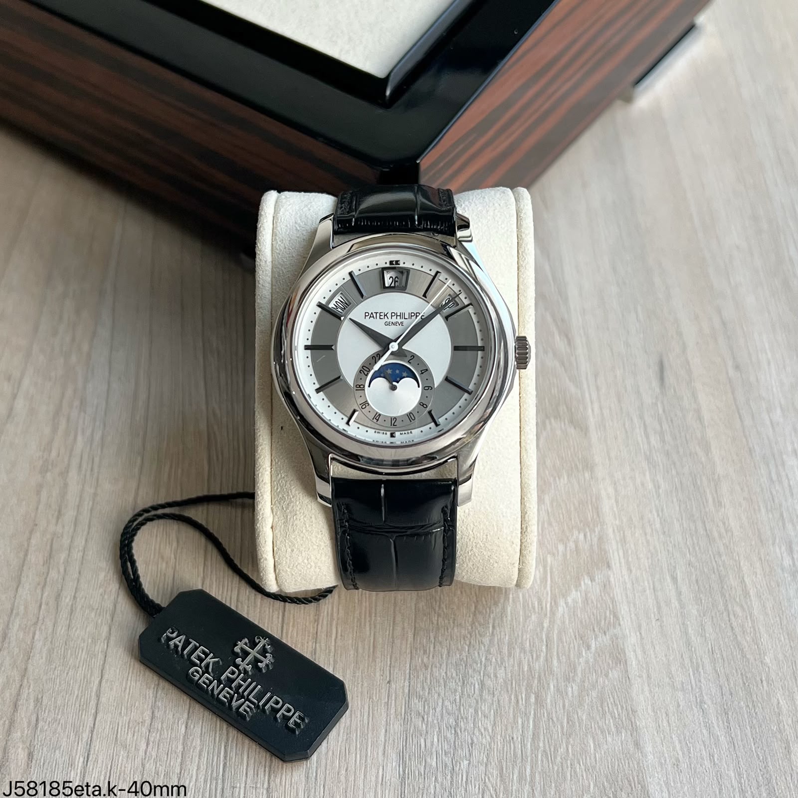 Super Clone Maquina ETA - Patek Philippe Complications Calendário Anual com Fase da Lua