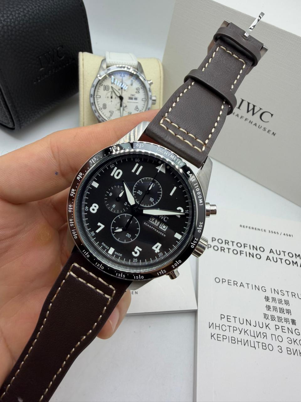 Relógio Réplica Iwc Couro Batéria