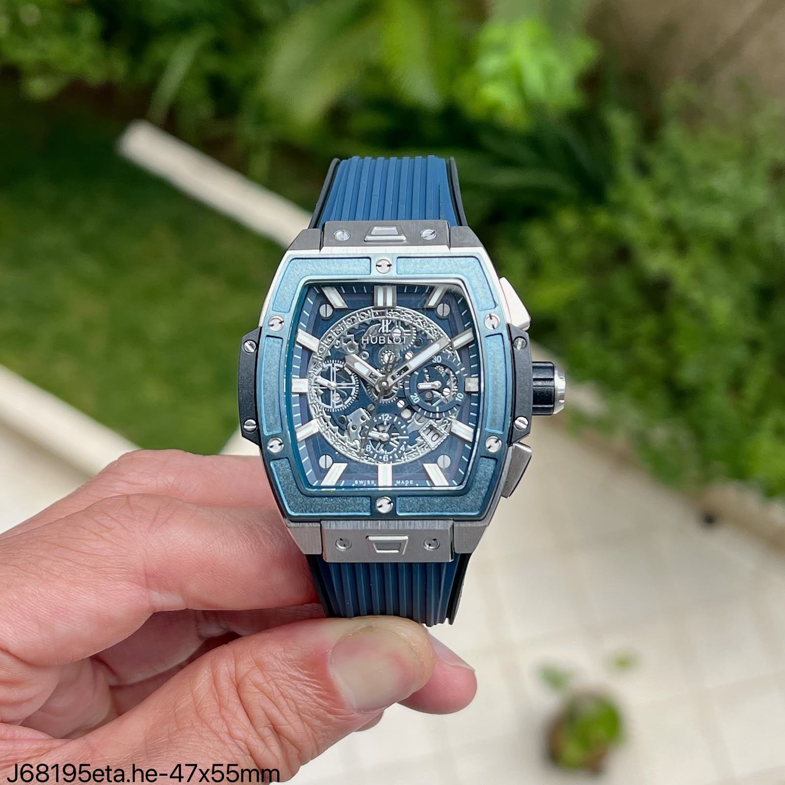 Super Clone Maquina ETA - Hublot Spirit of Big Bang Chronograph Skeleton Blue