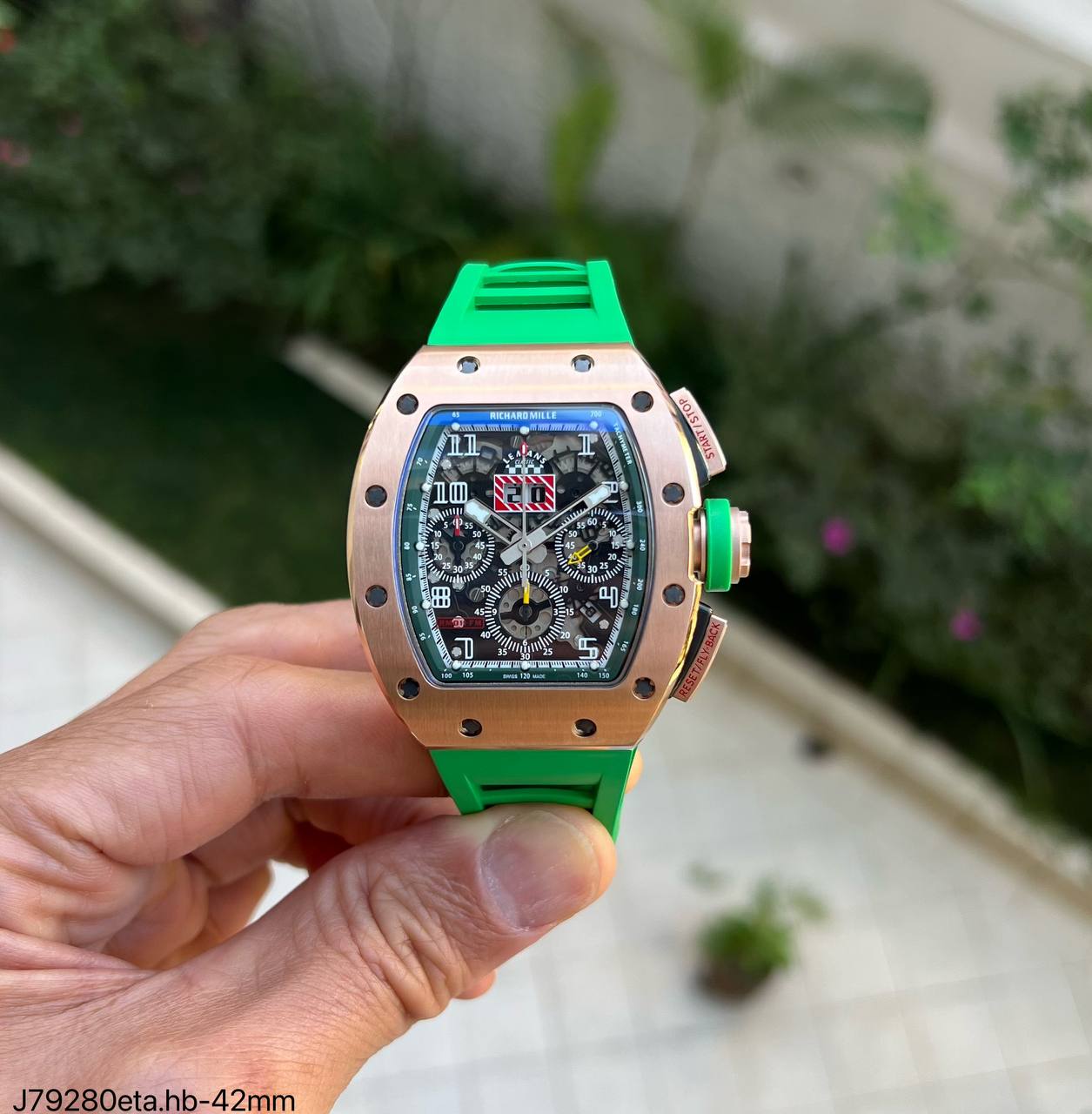 Super Clone Maquina ETA - Richard Mille RM 11-03 Flyback Le Mans Classic Rose Gold Green