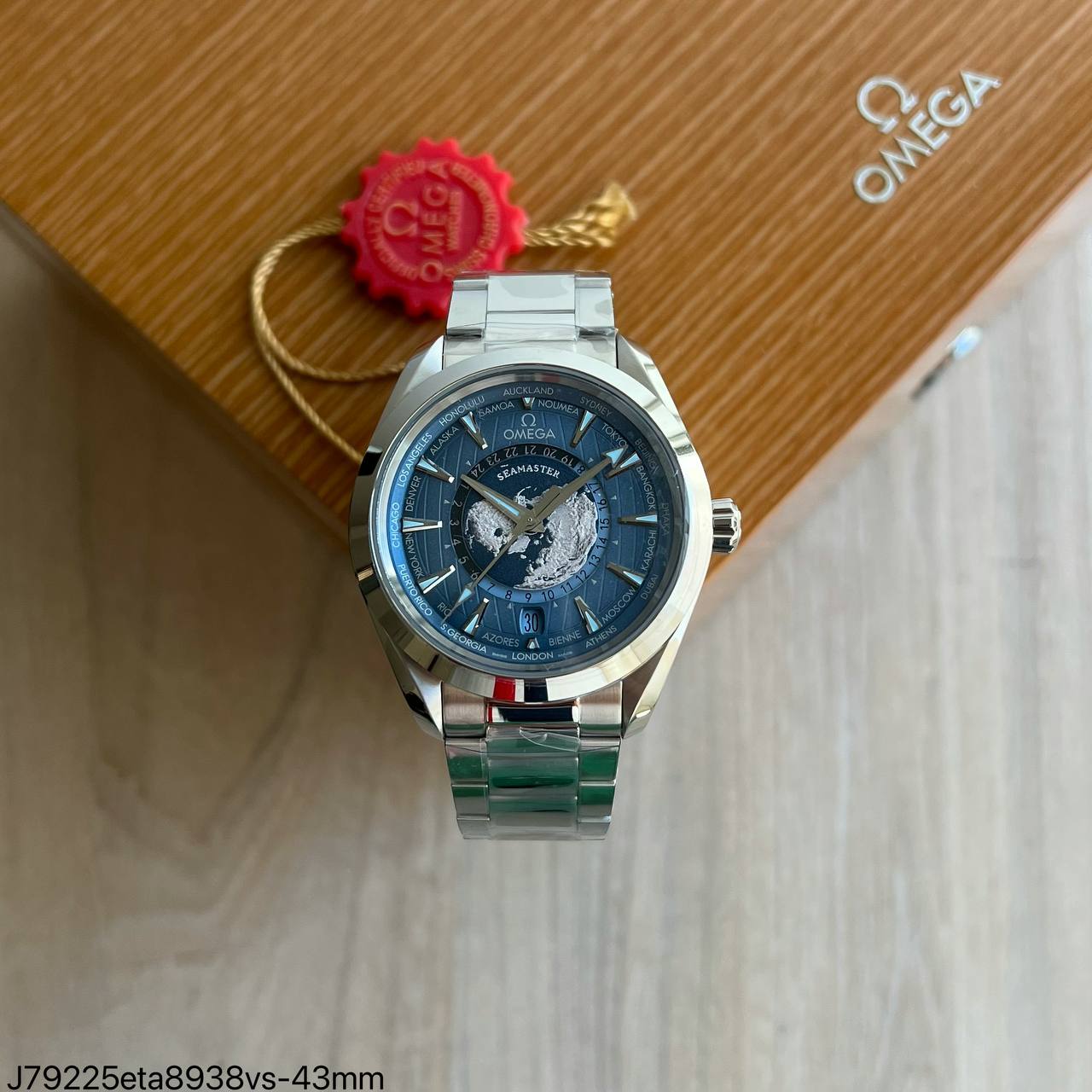 Super Clone Maquina ETA – Omega Seamaster Aqua Terra Worldtimer Blue